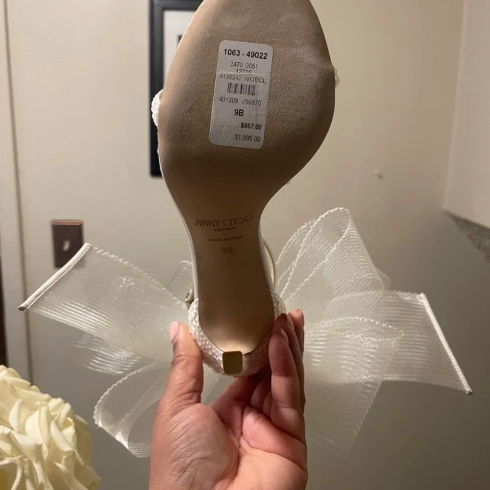 Jimmy Choo Aveline 100m Pumps with Tulle Detail - Picture 7 of 11